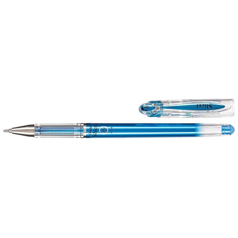 بنتل قلم جل برأس إبرة 0.8 مم من Pentel Arts Slicci Metallic، حبر أزرق معدني، صندوق من 12 قطعة (BG208-MC) - Image 1